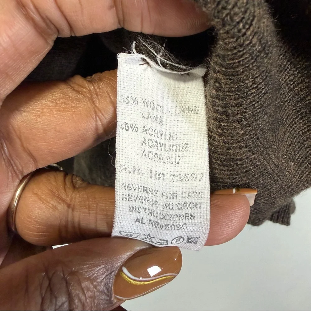 Fiji Men's Brown Wool‎ Blend Mock Neck Sweater Sz Medium